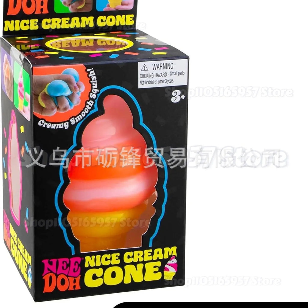 Nee-doh Nice Cream Cone Colorful Ice Cream Shaped  Sensory Stress Reliever Fidget Tool for Anxiety & Focus for Adults & Kids