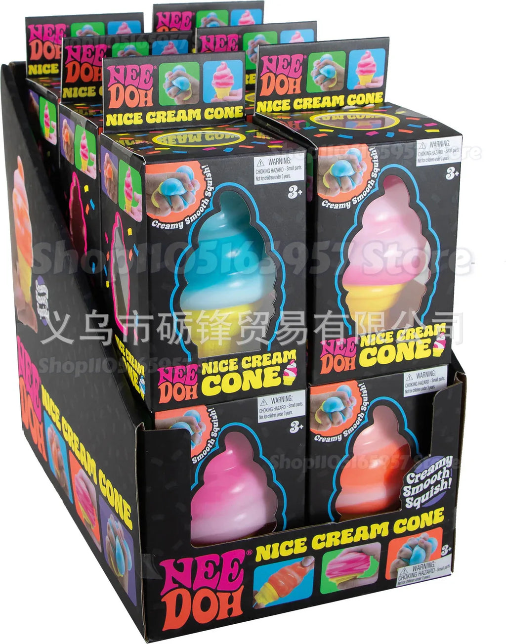 Nee-doh Nice Cream Cone Colorful Ice Cream Shaped  Sensory Stress Reliever Fidget Tool for Anxiety & Focus for Adults & Kids