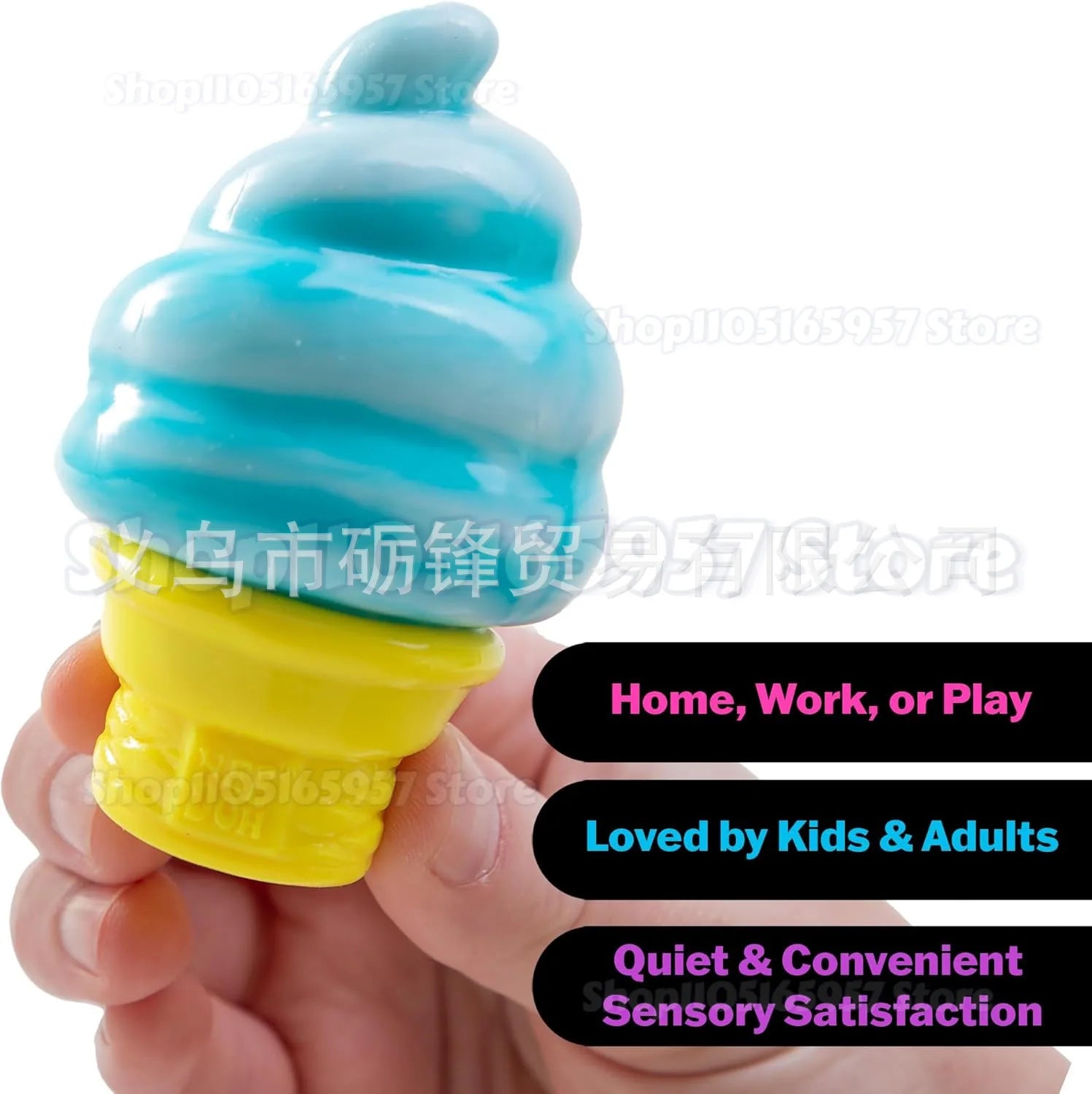 Nee-doh Nice Cream Cone Colorful Ice Cream Shaped  Sensory Stress Reliever Fidget Tool for Anxiety & Focus for Adults & Kids