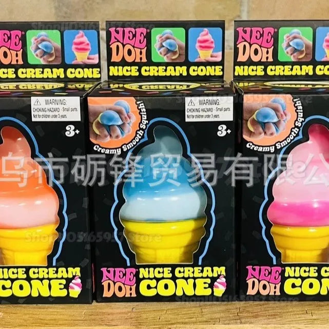 Nee-doh Nice Cream Cone Colorful Ice Cream Shaped  Sensory Stress Reliever Fidget Tool for Anxiety & Focus for Adults & Kids
