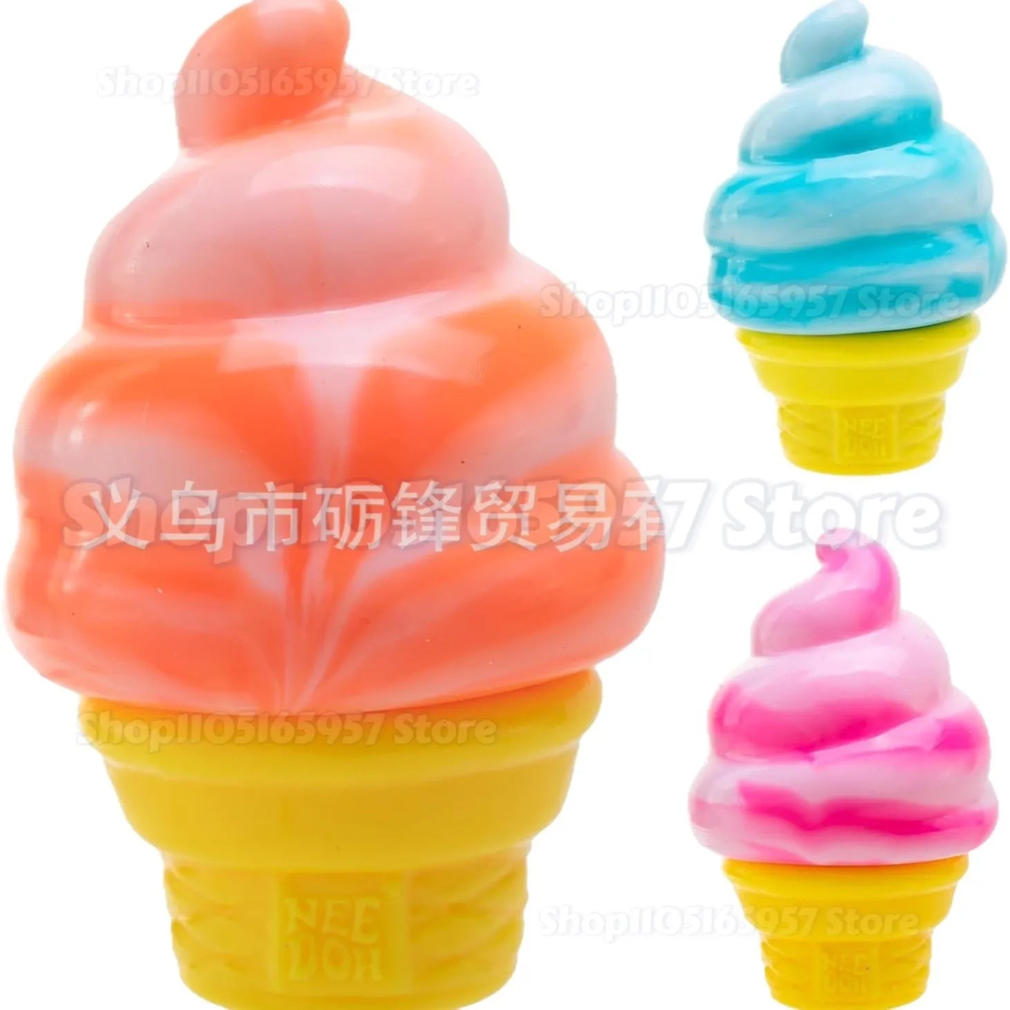 Nee-doh Nice Cream Cone Colorful Ice Cream Shaped  Sensory Stress Reliever Fidget Tool for Anxiety & Focus for Adults & Kids
